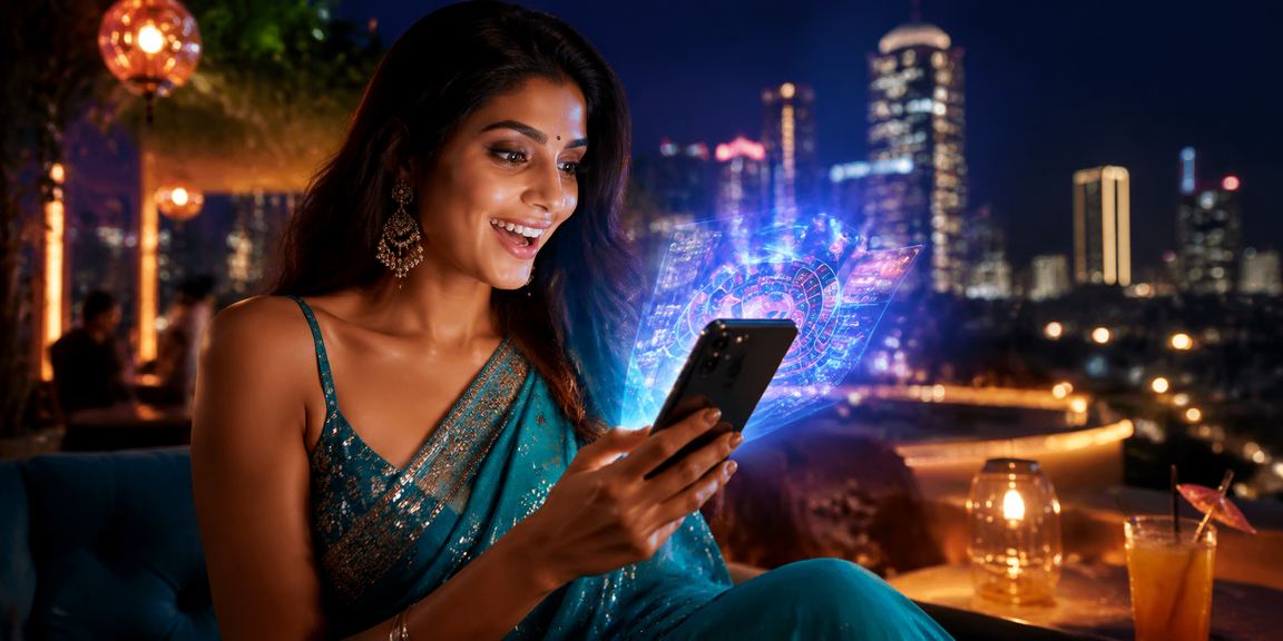 Casino app displayed on mobile in Bangalore MG Road with glowing neon lights