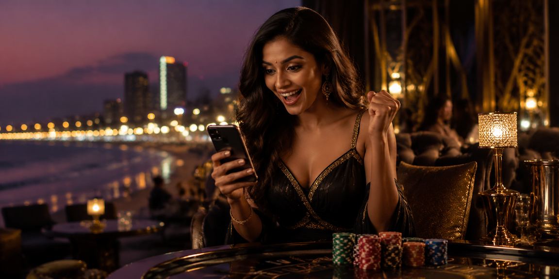 Mobile cricket betting on smartphone at Chennai Marina Beach during match