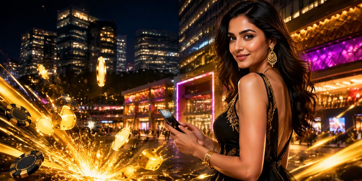 Player enjoying neon themed mobile casino experience in India