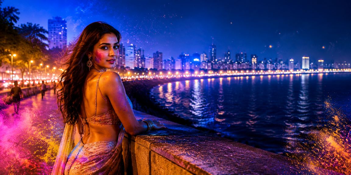 Live casino gaming during Holi festival celebration at Marine Drive Mumbai